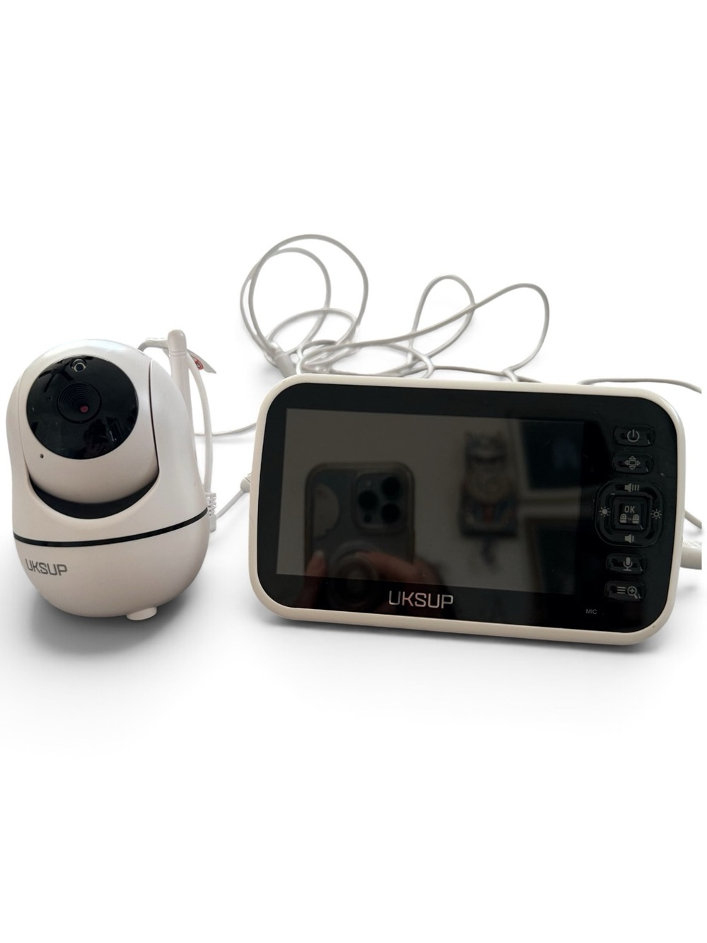 UKSUP White Baby Video Monitor with Pan/Tilt Camera and 4.3" Display